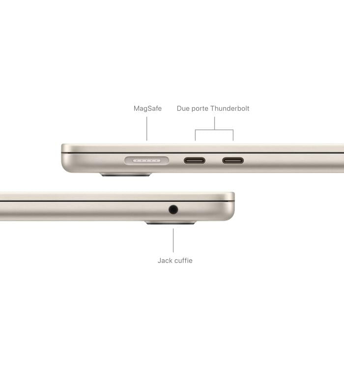 APPLE MACBOOK AIR 15" CHIP M3 (2024) CPU 8-CORE GPU 10-CORE 16GB DI RAM + 512GB SSD GARANZIA 24 APPLE GALASSIA - TASTIERA ITALIANA