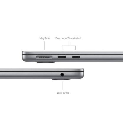 APPLE MACBOOK AIR 13" CHIP M3 (2024) CPU 8-CORE GPU 8-CORE 8GB DI RAM + 256GB SSD GARANZIA 24 APPLE SPACE GRAY - TASTIERA ITALIANA